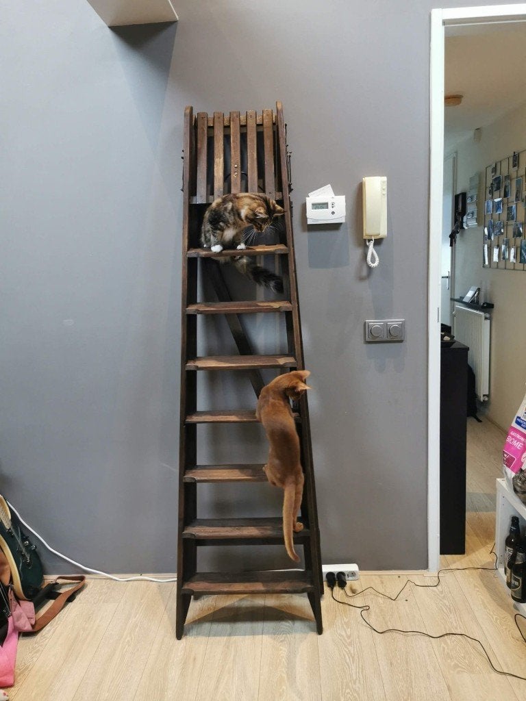 Houten Trap Decoratief Zwart Gebeitst 7 Treden, Ophalen of Verzenden, 2 tot 4 meter