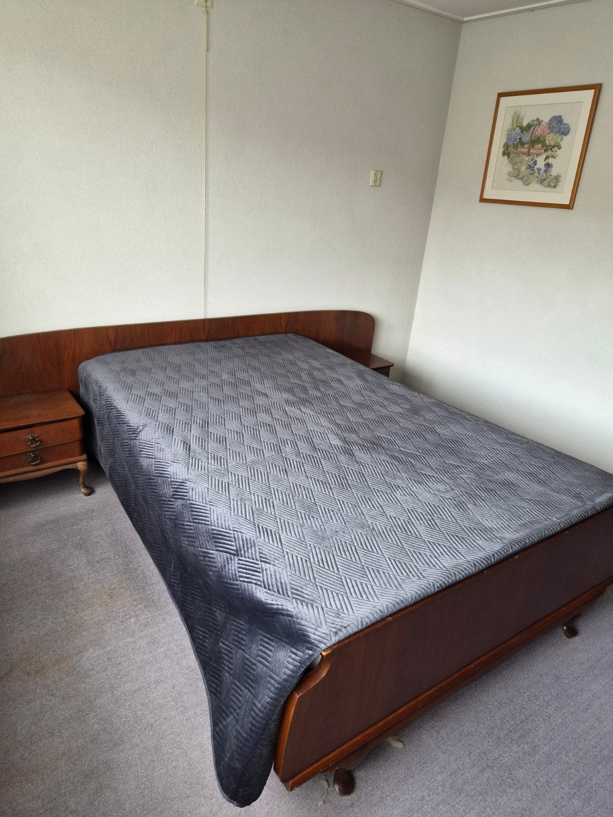 Vintage 2-persoons bed 140x200 cm met nachtkastjes, Ophalen