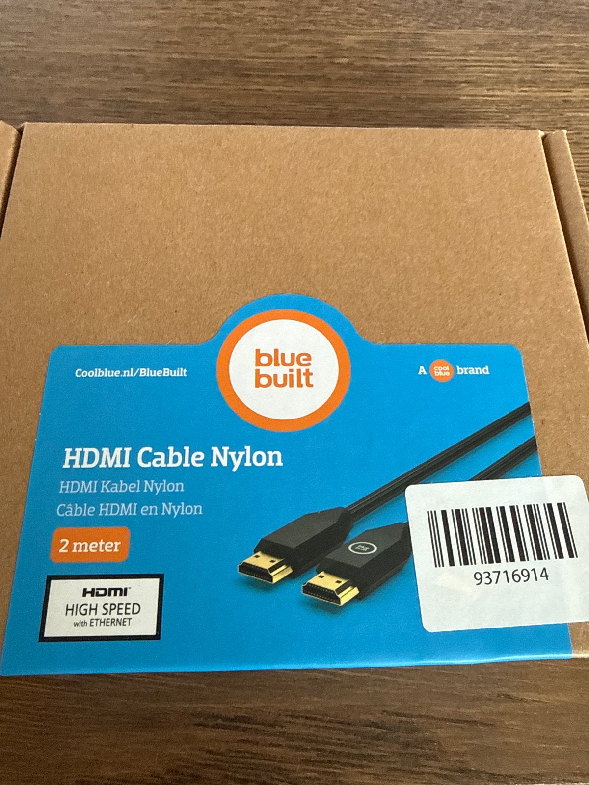 BlueBuilt HDMI Kabel Nylon 2 meter - Nieuw in doos, Ophalen, Nieuw, Minder dan 2 meter, HDMI-kabel