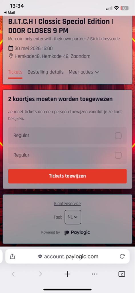 Bitch crazyland 30 mei 2 kaarten nog niet gepersonaliseerd, Tickets en Kaartjes, Twee personen