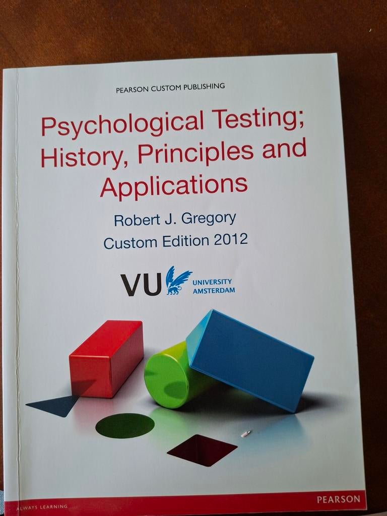 Psychological Testing: History, Principles and Applications, Robert J. Gregory, Ophalen of Verzenden, Gamma, WO