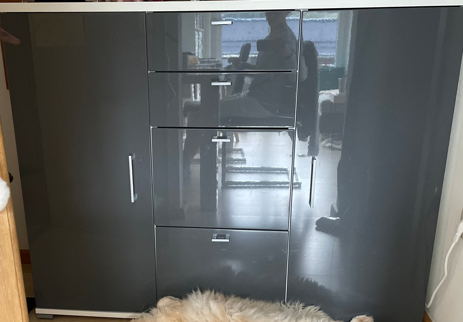 Dressoir kast hoogglans grijs, Ophalen, Gebruikt