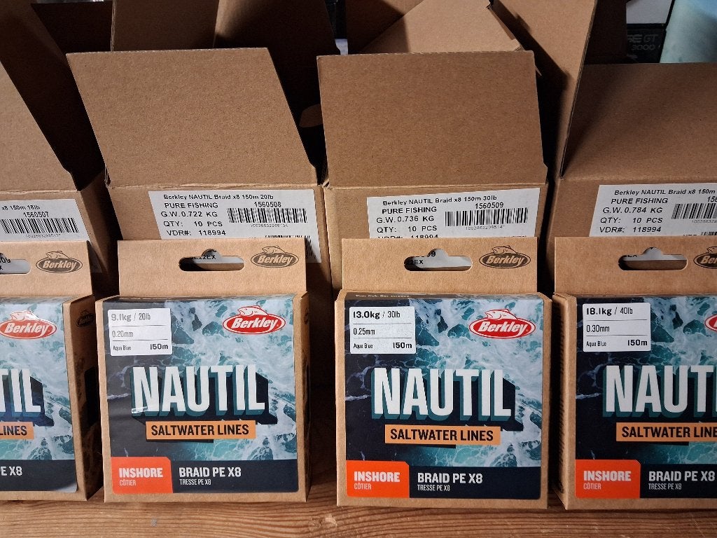 Berkley Nautil Inshore PE Braid X8 (150m) diverse maten, Watersport en Boten, Tinstraat, Overige typen, Nieuw, Ophalen of Verzenden