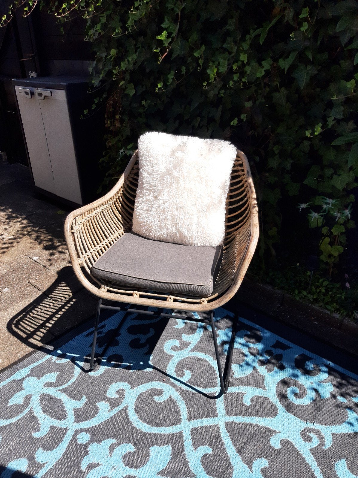 Te koop: 2 tuinstoelen Mason natural Wicker ,  Incl kussens., Tuin en Terras, Ophalen, Zo goed als nieuw, Wicker