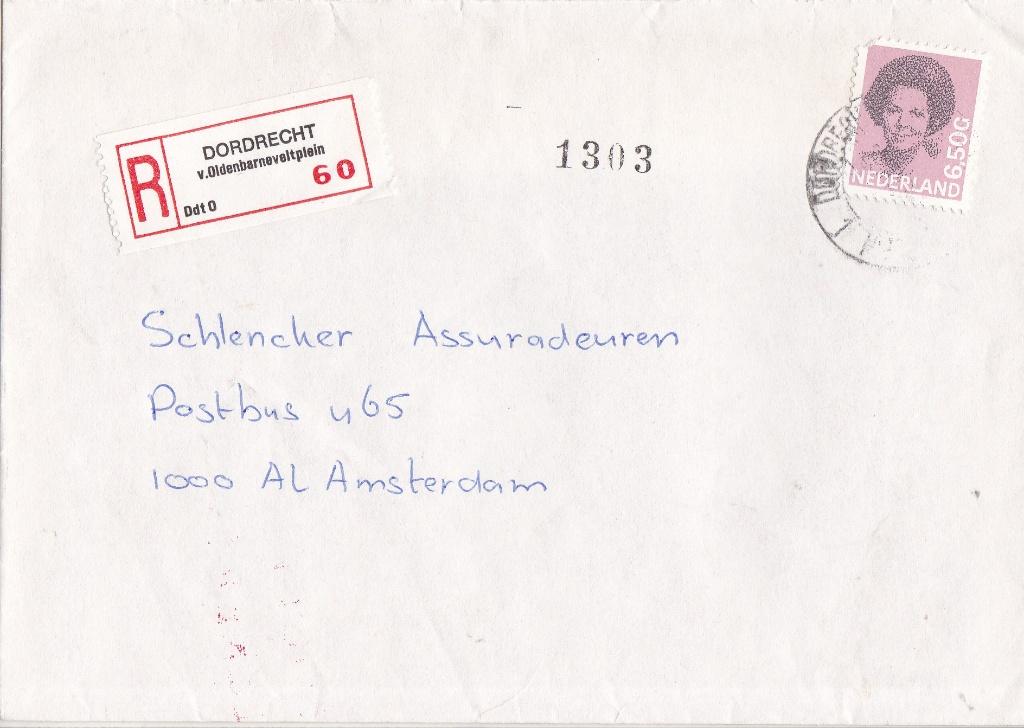 Nederland - R-brief – Dordrecht v. Oldenbarneveltplein - 60, Verzenden, Envelop