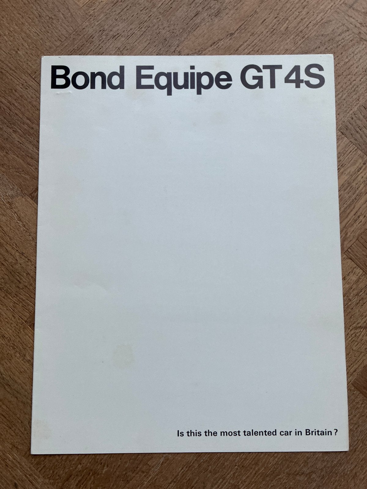 Bond Equipe GT 4S brochure, Verzenden, Zo goed als nieuw, Overige merken