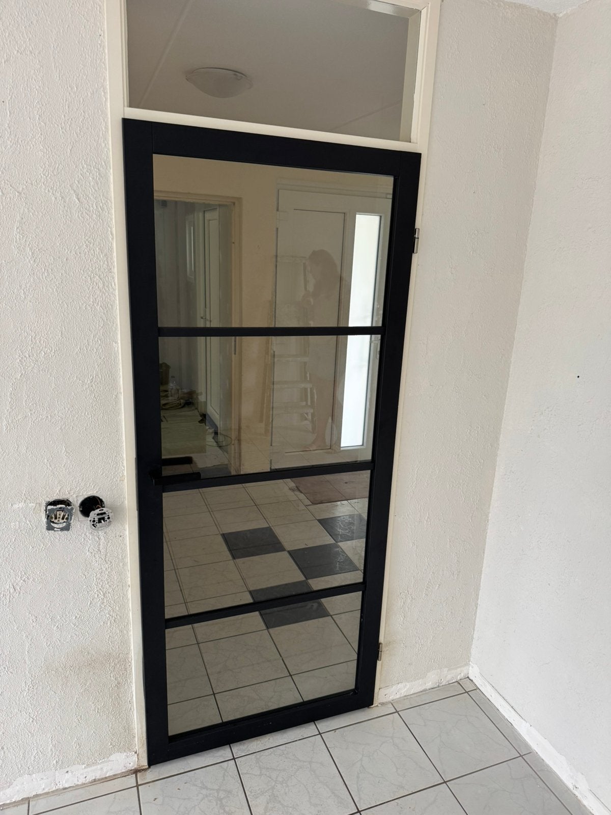 Hout- en staallook binnendeur met glas, Ophalen, Gebruikt, 80 tot 100 cm, Binnendeur