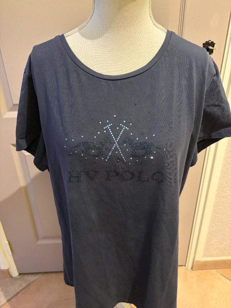 HV Polo shirt model Lola met opvallend strass-logo maat: 2XL, Blauw, Maat 46/48 (XL) of groter, Ophalen of Verzenden, Zo goed als nieuw