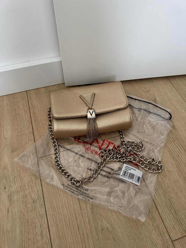 Valentino by Mario Valentino schoudertasje goud, Ophalen of Verzenden, Zo goed als nieuw, Overige kleuren, Schoudertasje