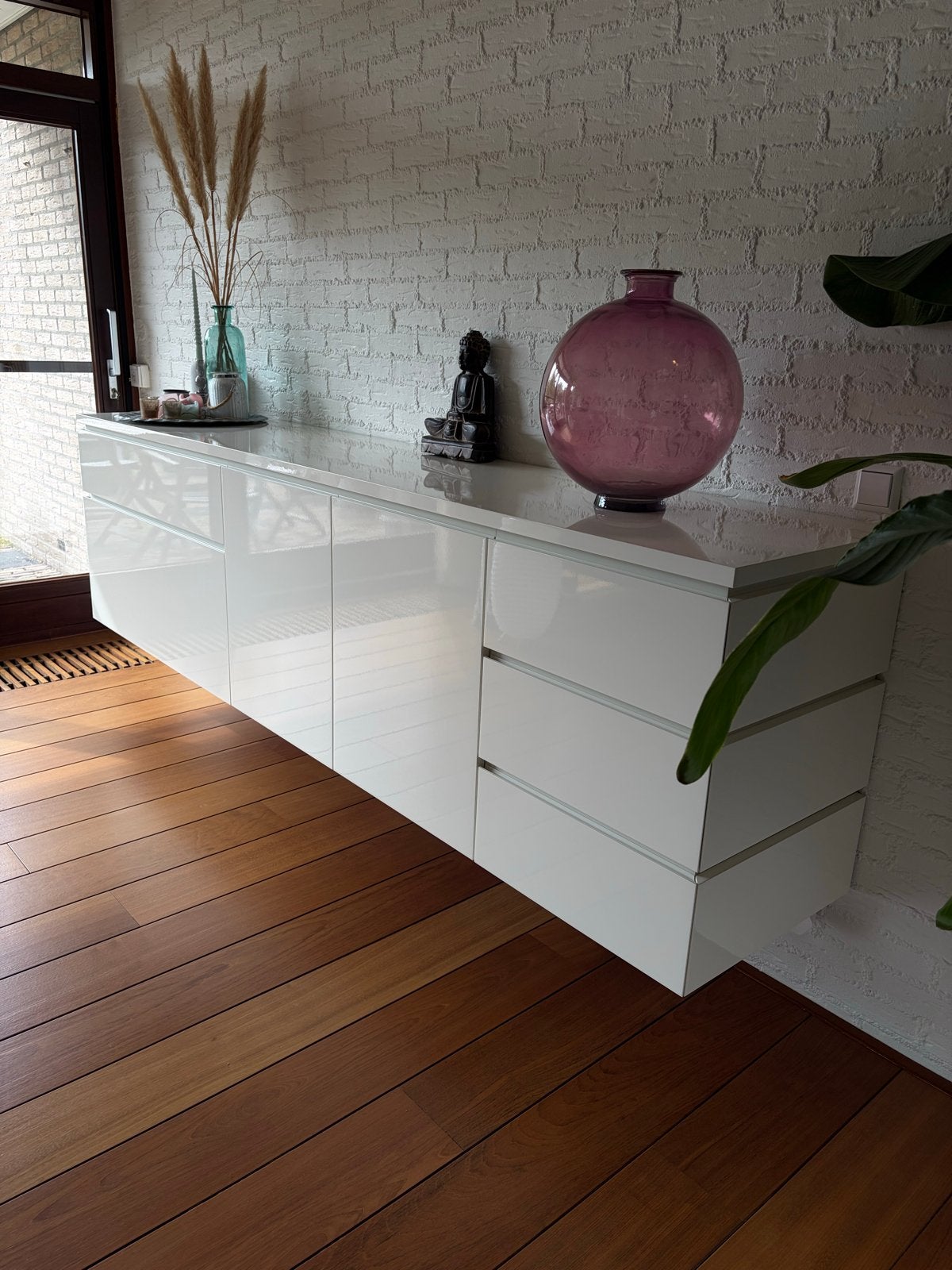 Modern Interlubke wit dressoir met lades en deuren, Ophalen, Overige materialen, Zo goed als nieuw, 200 cm of meer