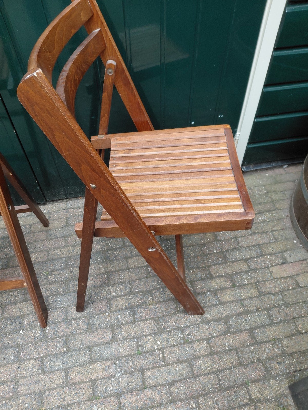 4 vintage klapstoelen, Ophalen, Gebruikt