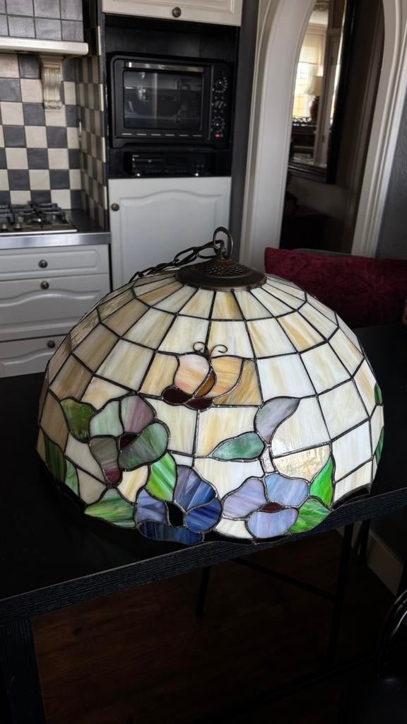 Vintage Tiffany hanglamp – glas in lood, Antiek en Kunst, Ophalen of Verzenden