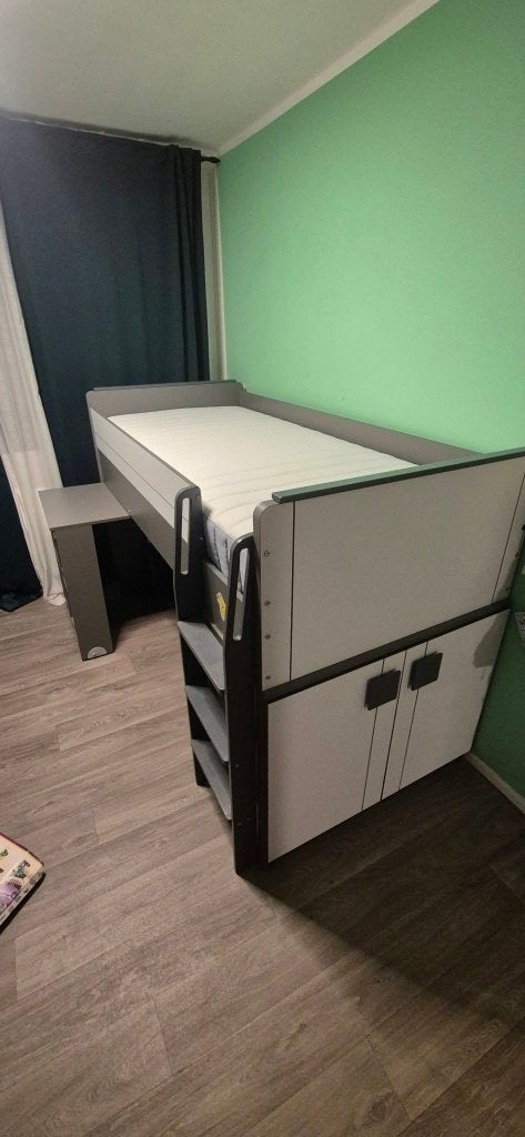 JEUGD BED-DESK+TWEE MEUBELCOLUMN+BOEKENPLANK zonder matras!!, Ophalen, 85 tot 100 cm, Gebruikt, Hoogslaper of Stapelbed