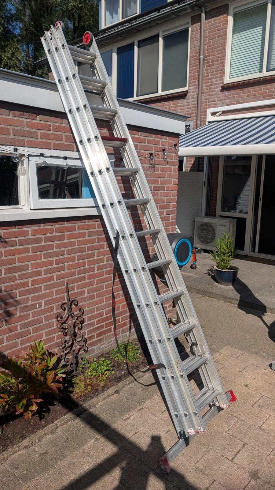 Altrex reform ladder 3x12 treden incl stabiliteitsbalk, Ophalen, Ladder, Opvouwbaar of Inschuifbaar