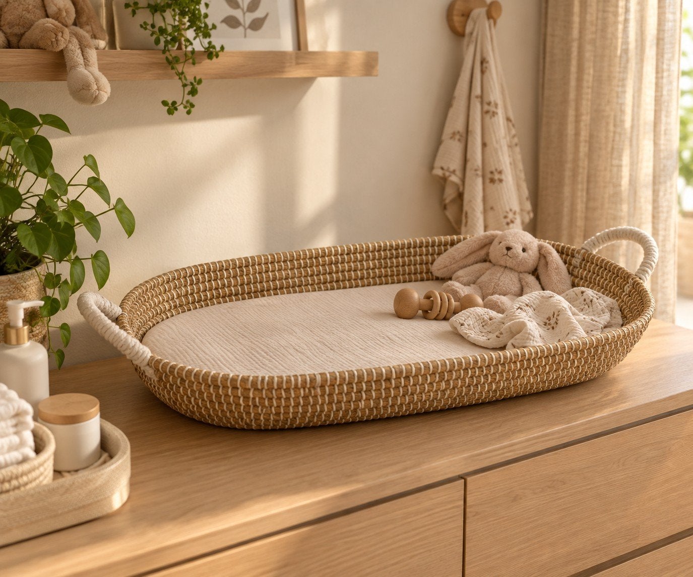 NIEUW met kaartje! Kwantum Mozesmandje / Babymand (Zeegras w, Ophalen, Nieuw, Rechthoekig, Hout