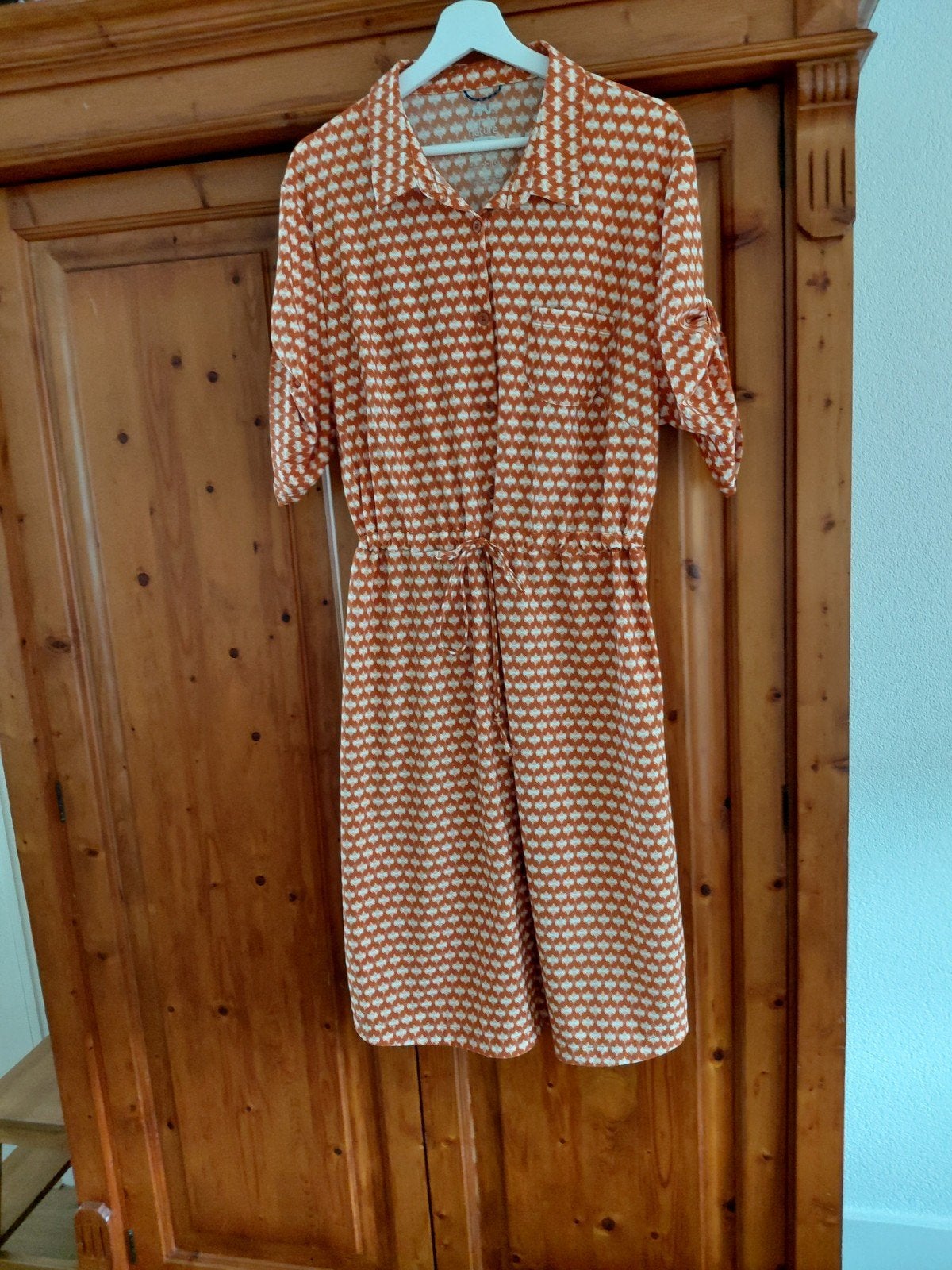 Human Nature Jurk Oranje/Wit Patroon Maat XXXL, Maat 46/48 (XL) of groter, Oranje, Ophalen of Verzenden, Zo goed als nieuw