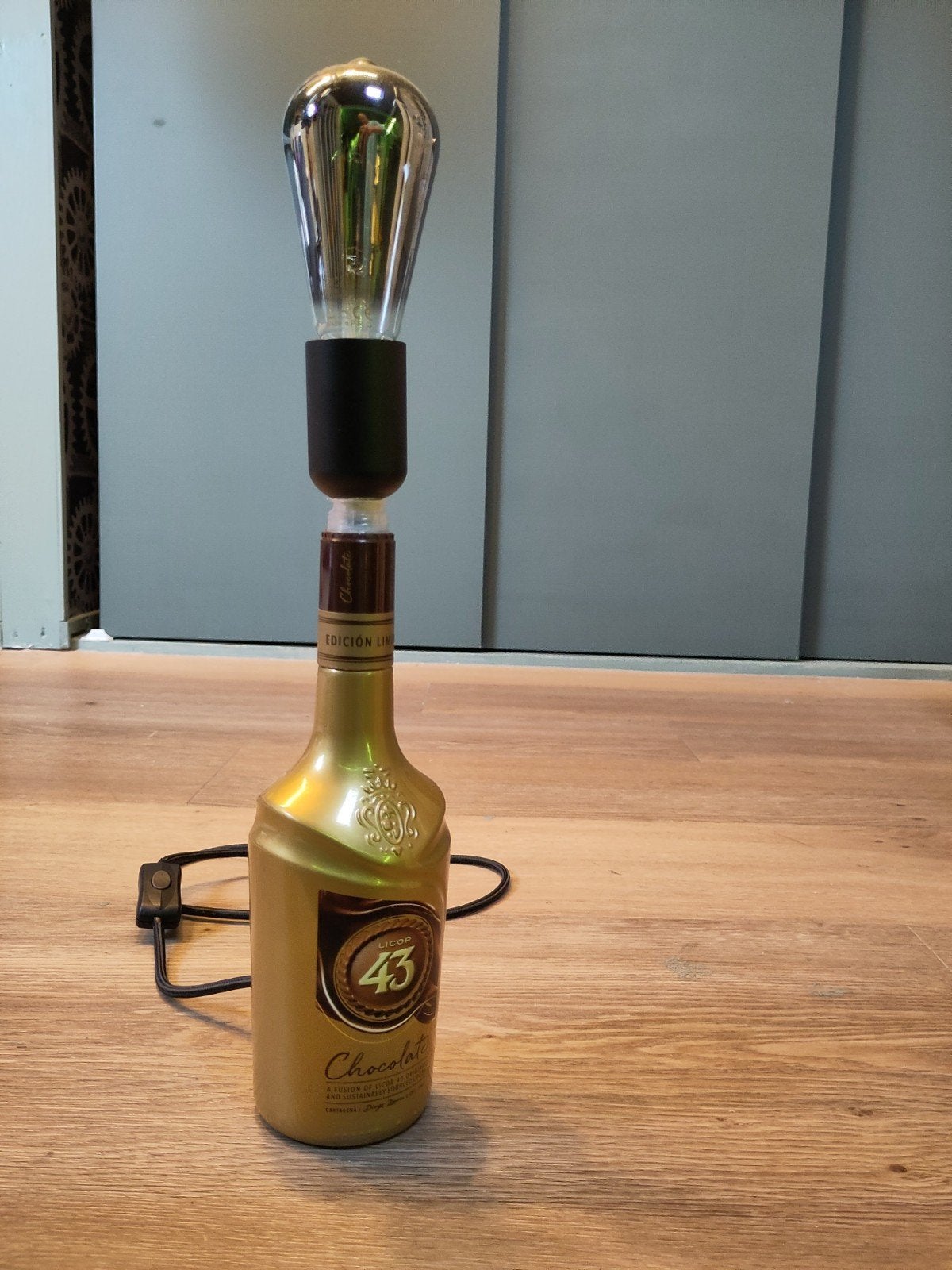 Licor43 Chocolat fles lamp - Unieke sfeerverlichting, Met schakelaar, Overige merken, Gebruikt, Glas