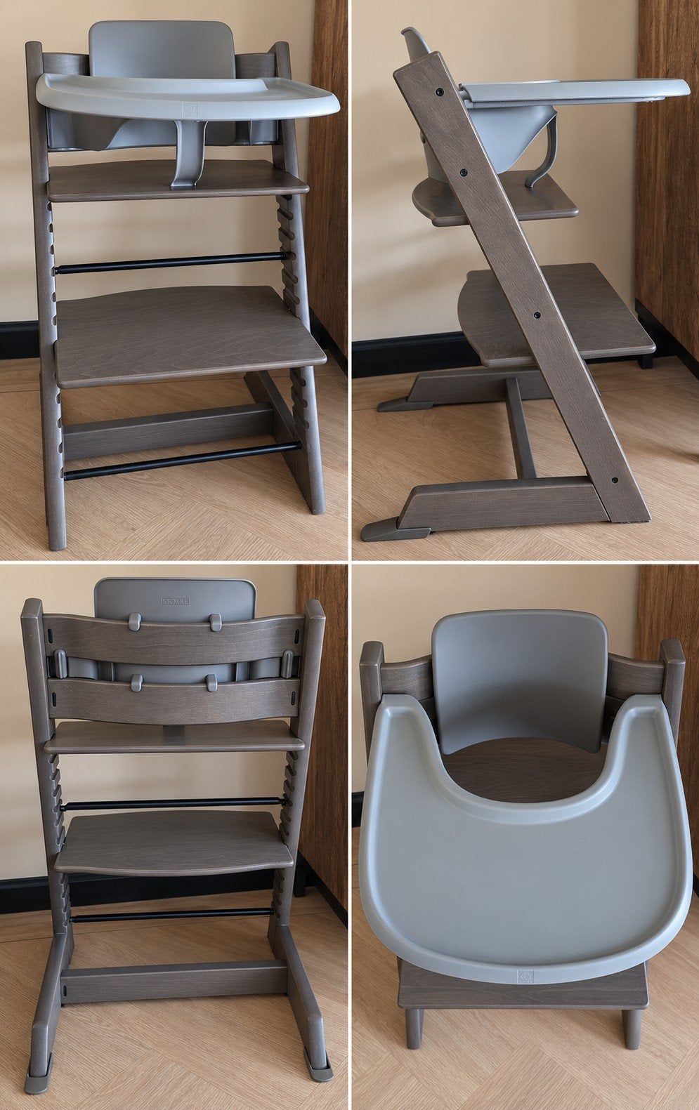 Stokke Tripp Trapp Walnut met Baby Set & Tray, Kinderen en Baby's, Kinderstoelen, Ophalen, Gebruikt, Meegroeistoel, Afneembaar eetblad