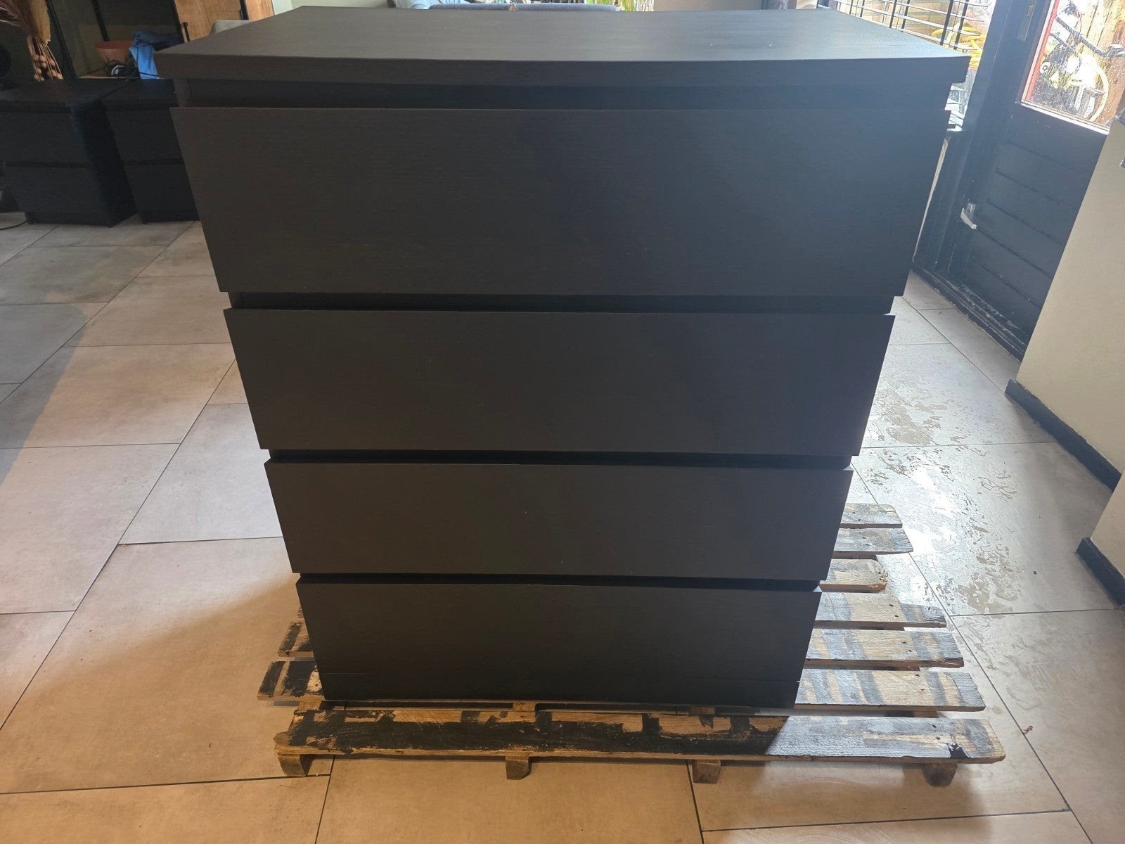 IKEA Malm ladekast met 4 laden - Mat Zwart, Ophalen, Gebruikt, 50 tot 100 cm, 3 of 4 laden