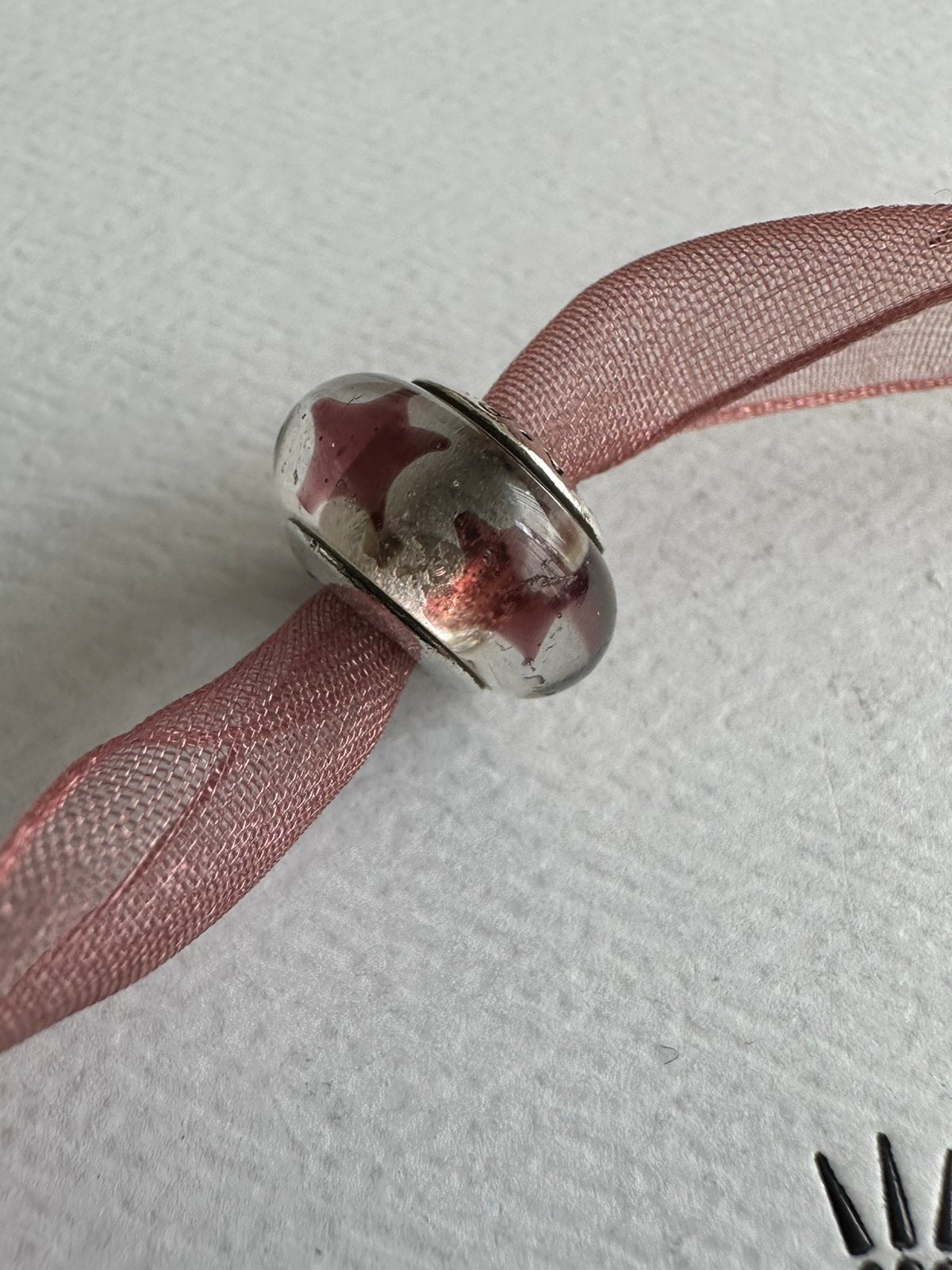 Pandora glasbedel met sterren, Sieraden, Tassen en Uiterlijk, Bedels, Gebruikt, Glas of Kristal, Pandora, Ophalen of Verzenden