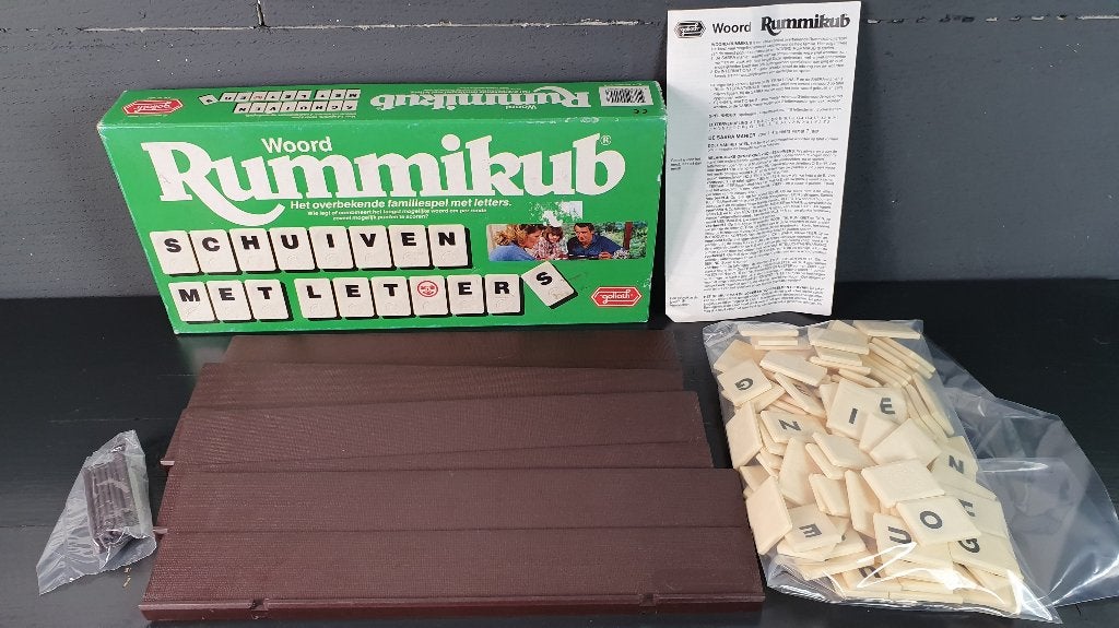 Woord Rummikub, grote stenen, vintage Goliath spel. 7A11, Tweedehands verkoop, Tweedehands verkoop, Gebruikt, Ophalen of Verzenden