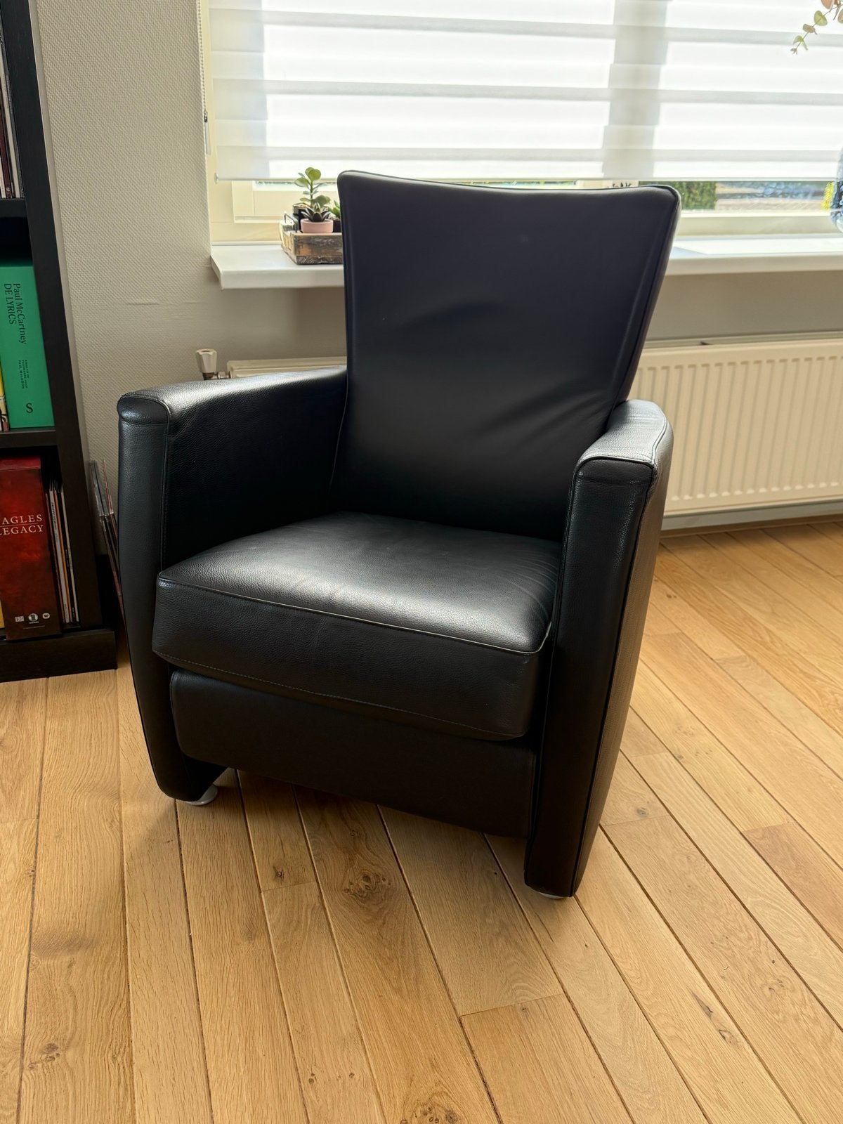Leren fauteuil - Zwart, Huis en Inrichting, Ophalen, Zo goed als nieuw, Leer, 75 tot 100 cm