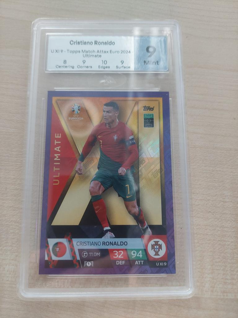 Christiano Ronaldo Portugal gegrade 9 Mint Topps Euro 2024, Ophalen of Verzenden, Zo goed als nieuw, Plaatje
