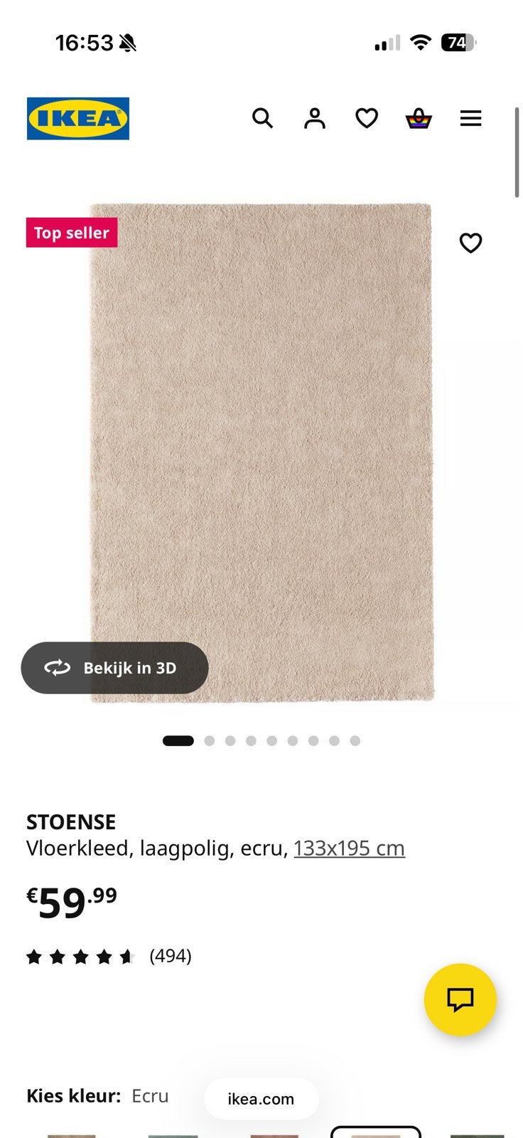 Stoense beige kleed 133 x 195, Ophalen, Beige