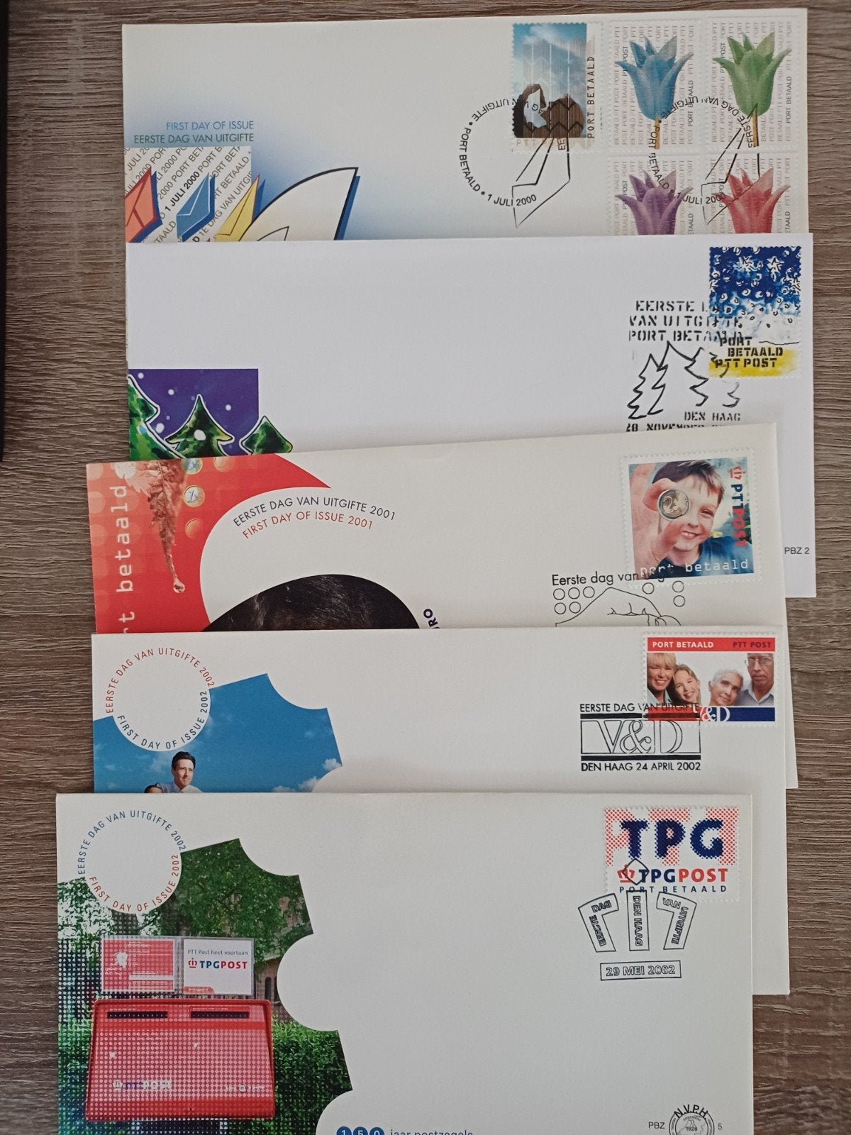 NEDERLAND  1 t / m 8 fdc port betaald, Ophalen of Verzenden, Nederland