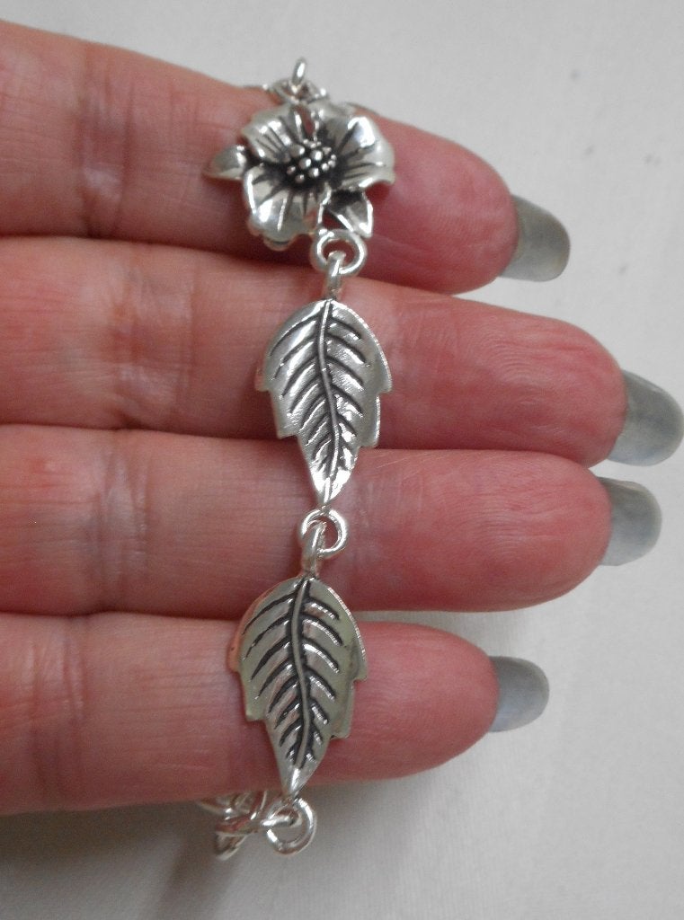 Prachtige zilveren verstelbare botanische armband nr.1561, Sieraden, Tassen en Uiterlijk, Armbanden, Verzenden, Zo goed als nieuw