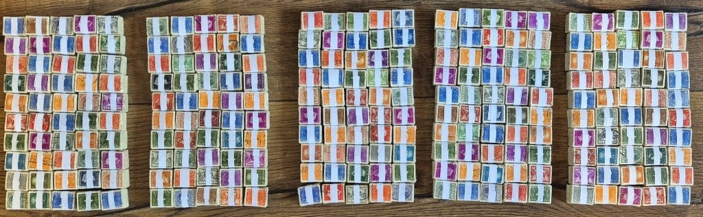 250 bundels van 100 stuks, uit "langlopende series", Verzenden, T/m 1940, Gestempeld