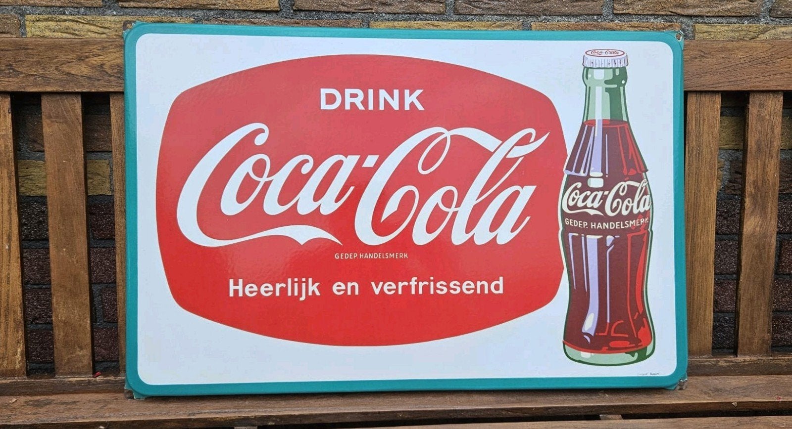 Prachtig oud Coca Cola emaille reclamebord, Verzamelen, Merken en Reclamevoorwerpen, Ophalen of Verzenden, Gebruikt, Reclamebord