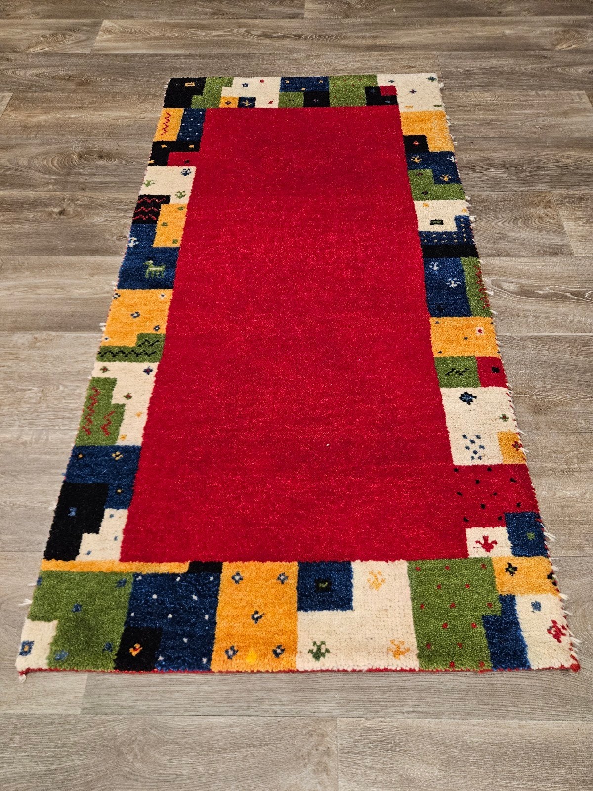 Perzisch Handgeknoopt Gabbeh Tapijt. Mooie dikke kwaliteit, 100 tot 150 cm, Perzisch, Crème, Zo goed als nieuw