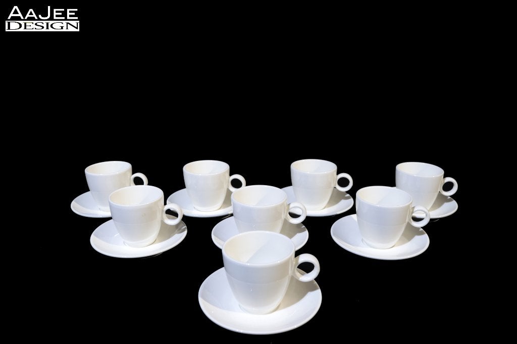 Set van 8 Maastricht Porselein – Koffiekop en schotel – Bart, Ophalen of Verzenden, Zo goed als nieuw, Porselein, Kop(pen) en/of Schotel(s)