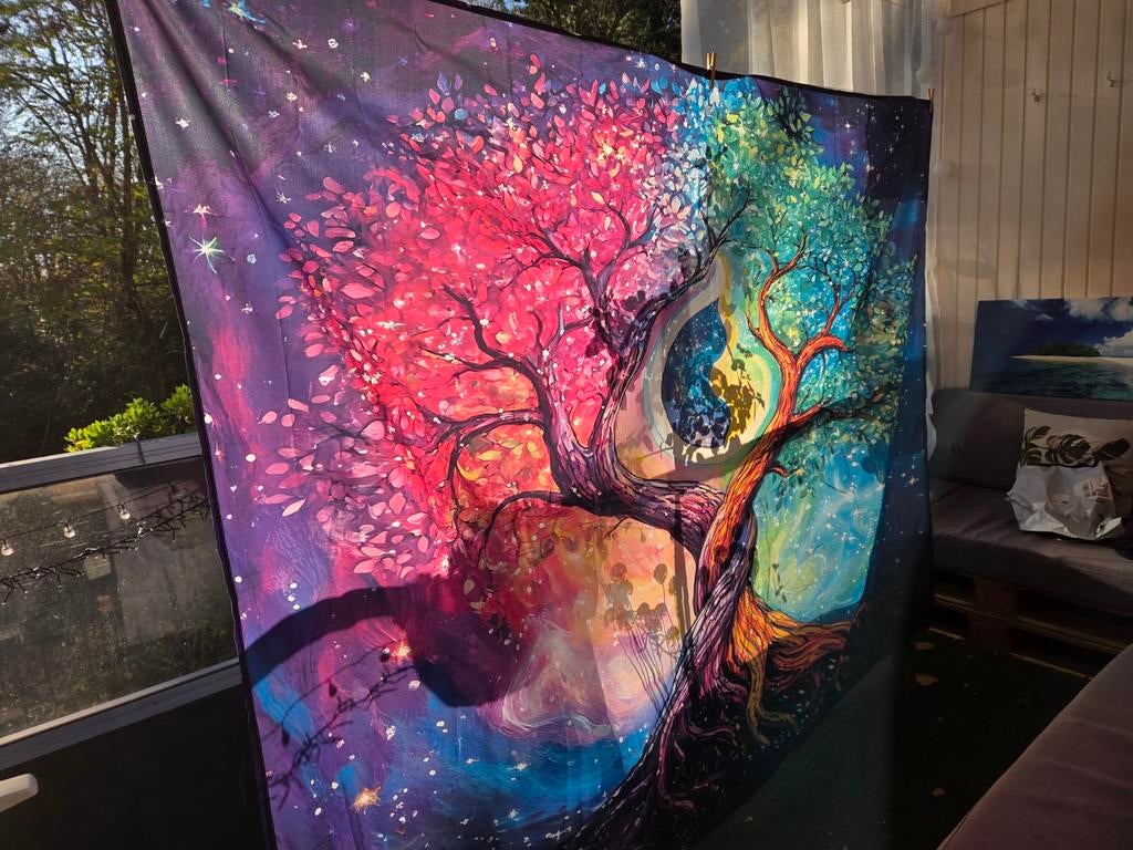 Kleurrijk Levensboom Wandkleed / Zonnedoek 184x240cm, Ophalen of Verzenden, Zo goed als nieuw