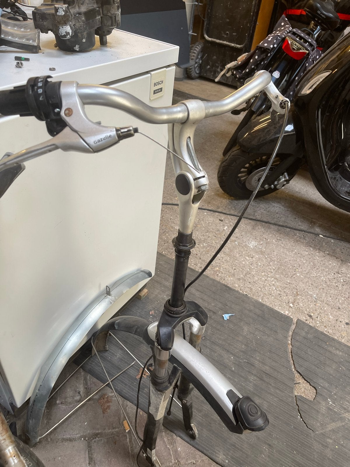 Gazelle voorvork met Panasonic type, Fietsen en Brommers, Fietsonderdelen, Ophalen of Verzenden, Gebruikt, Elektrische fiets, Voorvork