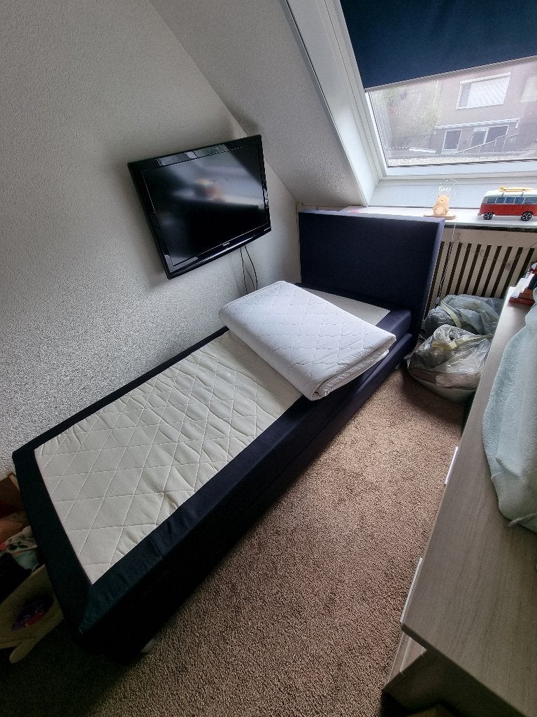 1 persoons boxspring, Ophalen, Gebruikt, 90 cm, Eenpersoons