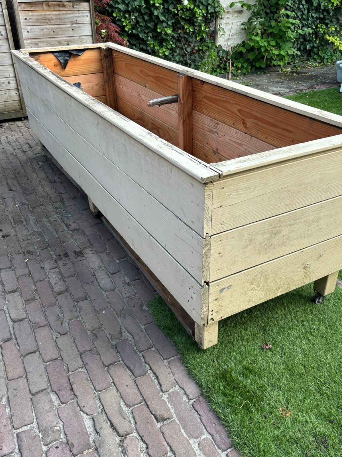 GRATIS hout Douglas bloembak plantenbak moestuinbak 252 cm, Tuin en Terras, Ophalen, Gebruikt, 100 cm of meer, 60 cm of meer