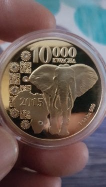Gouden Olifanten Munt / Zambia Geld Dieren Kwacha, Verzenden, Zambia, Losse munt