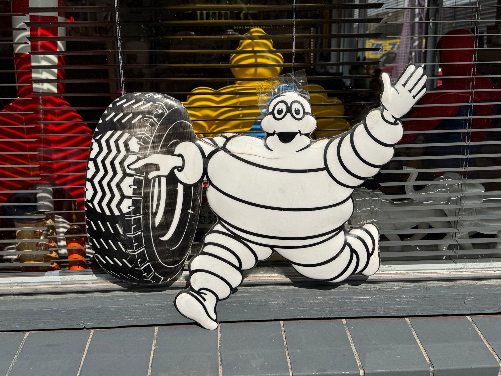 Vintage Michelin Man Bibendum Reclamebord, Ophalen of Verzenden, Gebruikt, Auto's