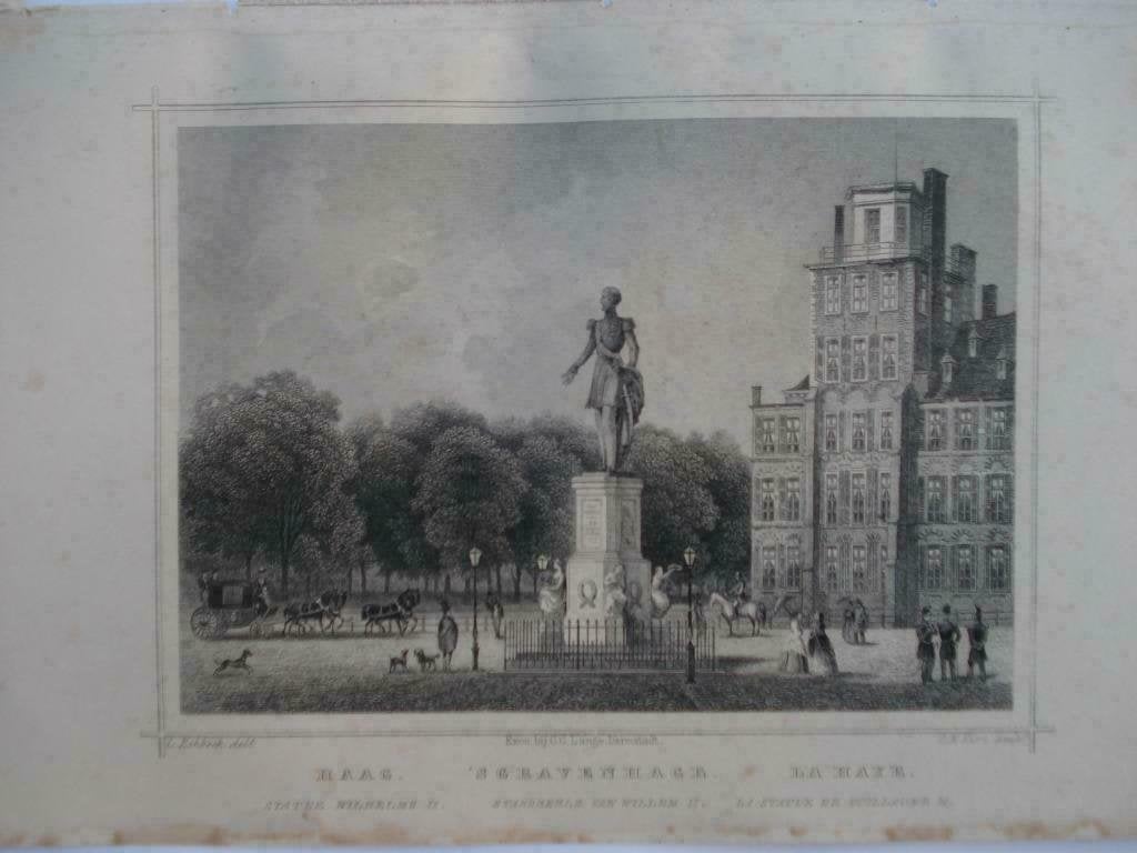 53 / Den Haag / Standbeeld Willem II staalgravure 1860, Ophalen of Verzenden