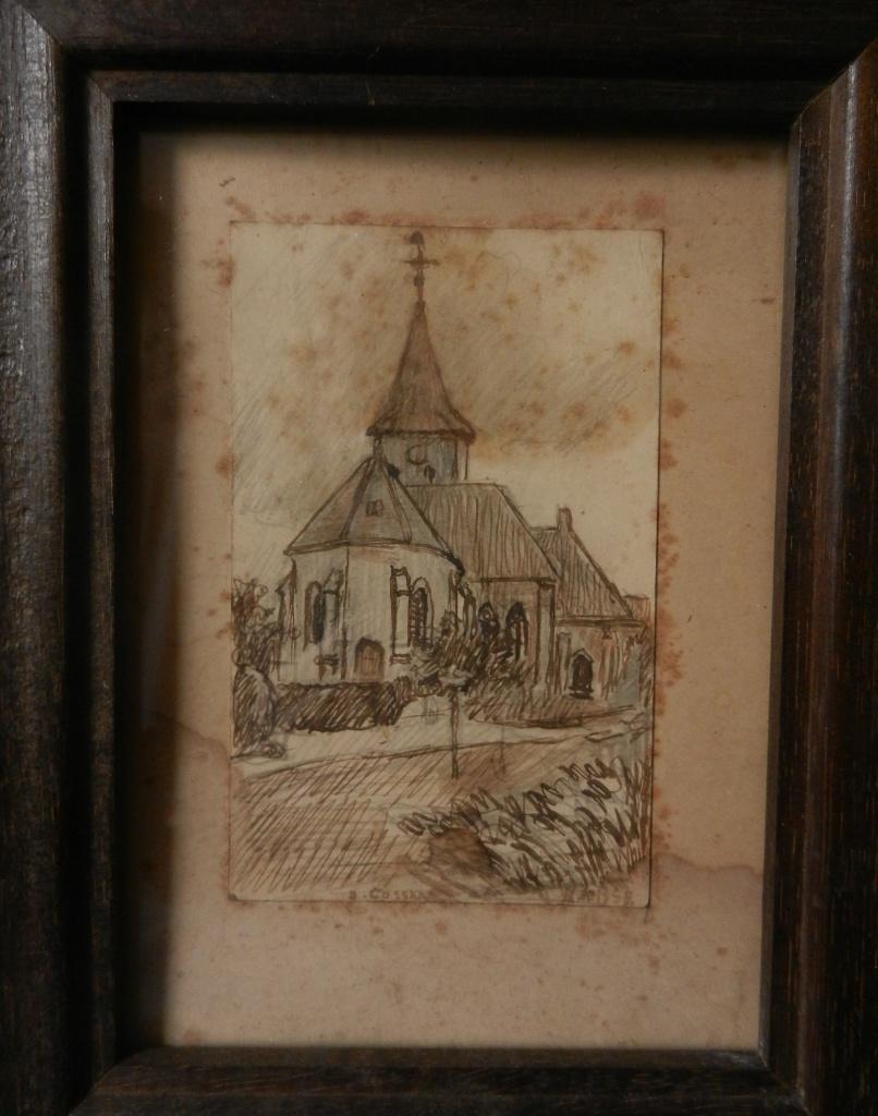 Tekening St. Lambertuskerk te Heemse Ko Cossaar (1874-1966), Ophalen of Verzenden