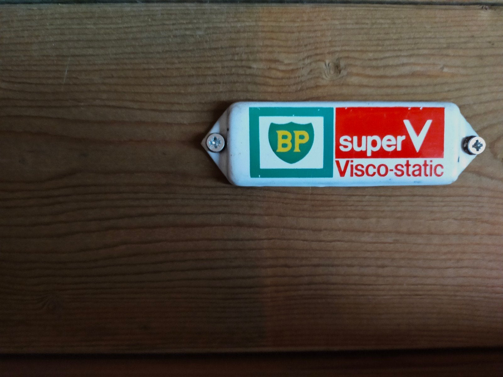 Vintage BP Super V Visco-static Olie emaille Plaatje, Ophalen of Verzenden, Gebruikt