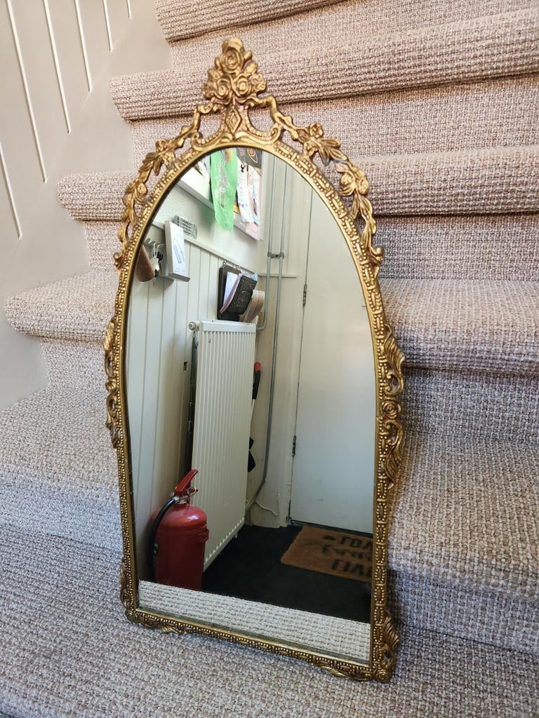 Brocante gouden hangspiegel - B35 x H70, Ophalen