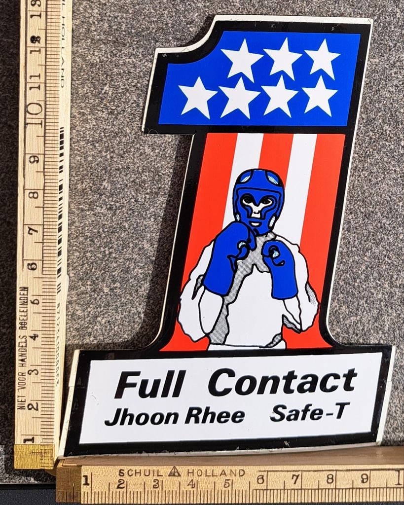 Vintage sticker Amerikaanse vlag nr 1 Full contact fight, Ophalen of Verzenden, Zo goed als nieuw