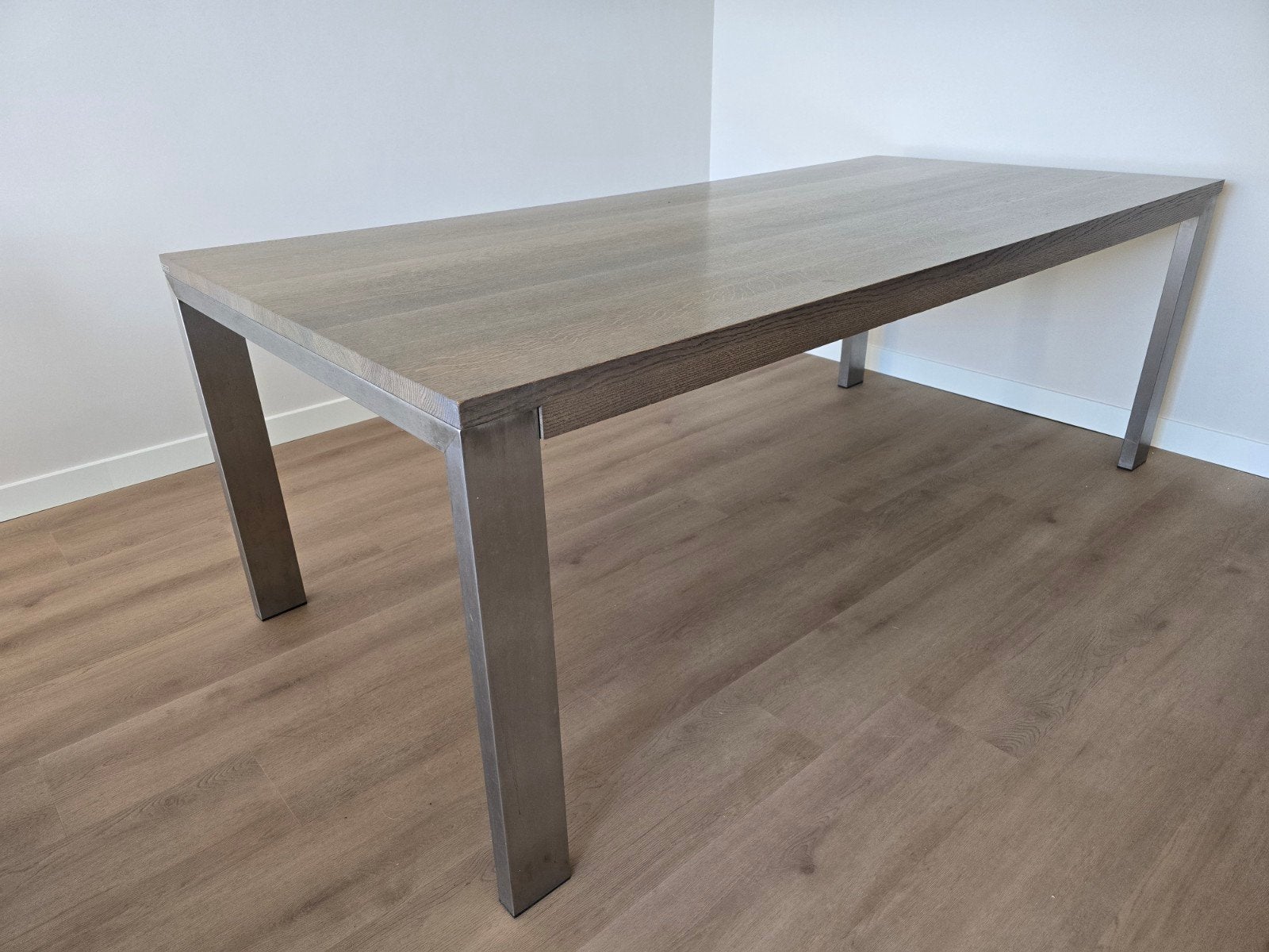 Bert Plantagie Eettafel Massief Eiken 220x100 cm Foggy Lak, Huis en Inrichting, Ophalen, Gebruikt, 100 tot 150 cm, Eikenhout