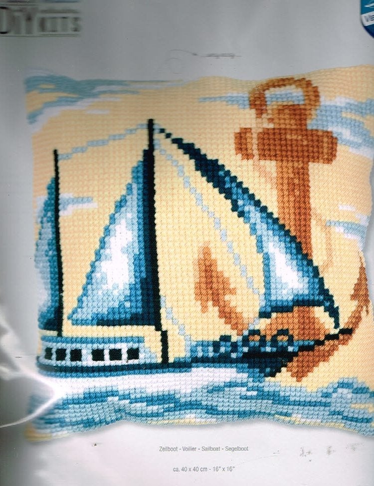Cado vervaco borduurpakket kussen ZEILBOOT  429, Ophalen of Verzenden, Nieuw, Handborduren, Borduurpakket