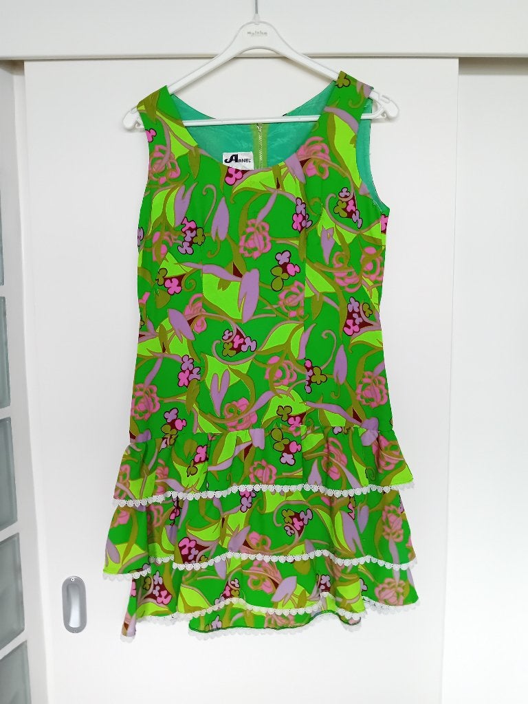 Vintage mouwloos mini jurkje met Pucci print XS S 34 36, Ophalen of Verzenden, Onbekend, Maat 36 (S), Gedragen