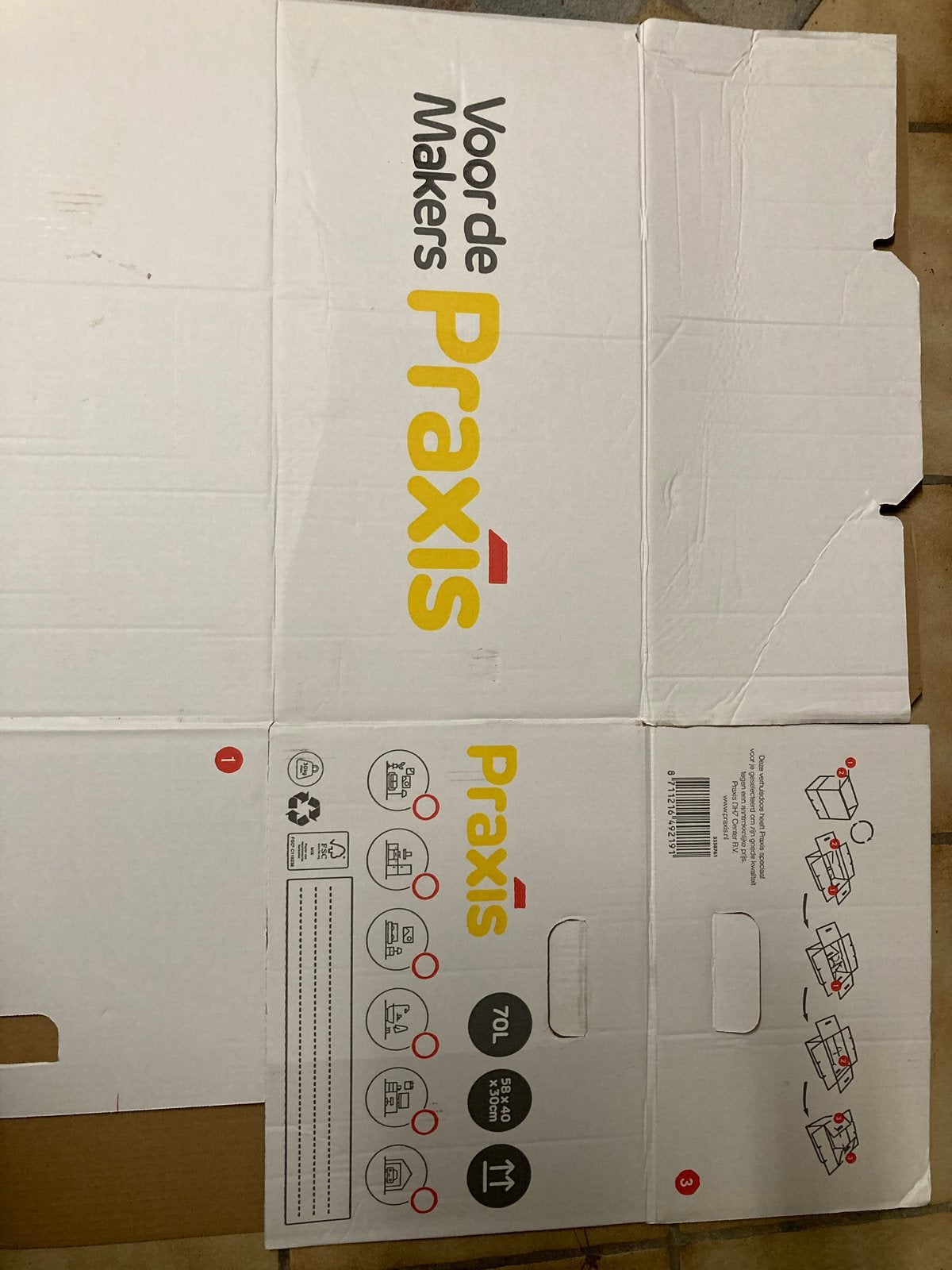 16x Praxis verhuisdozen 70L - Zo goed als nieuw, Ophalen, Doos, 40 tot 60 cm, 50 tot 75 cm