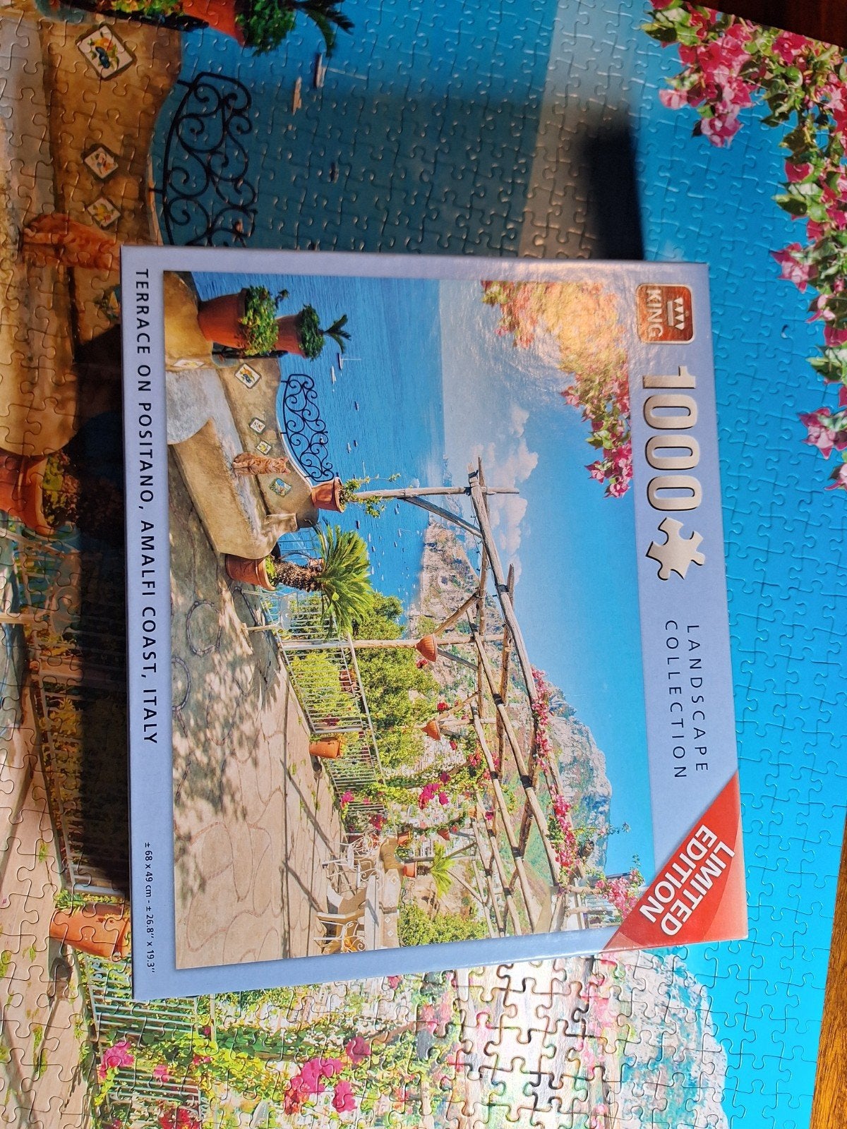 King 1000 stukjes puzzel - Terras aan Positano, Ophalen, 500 t/m 1500 stukjes, Zo goed als nieuw, Legpuzzel